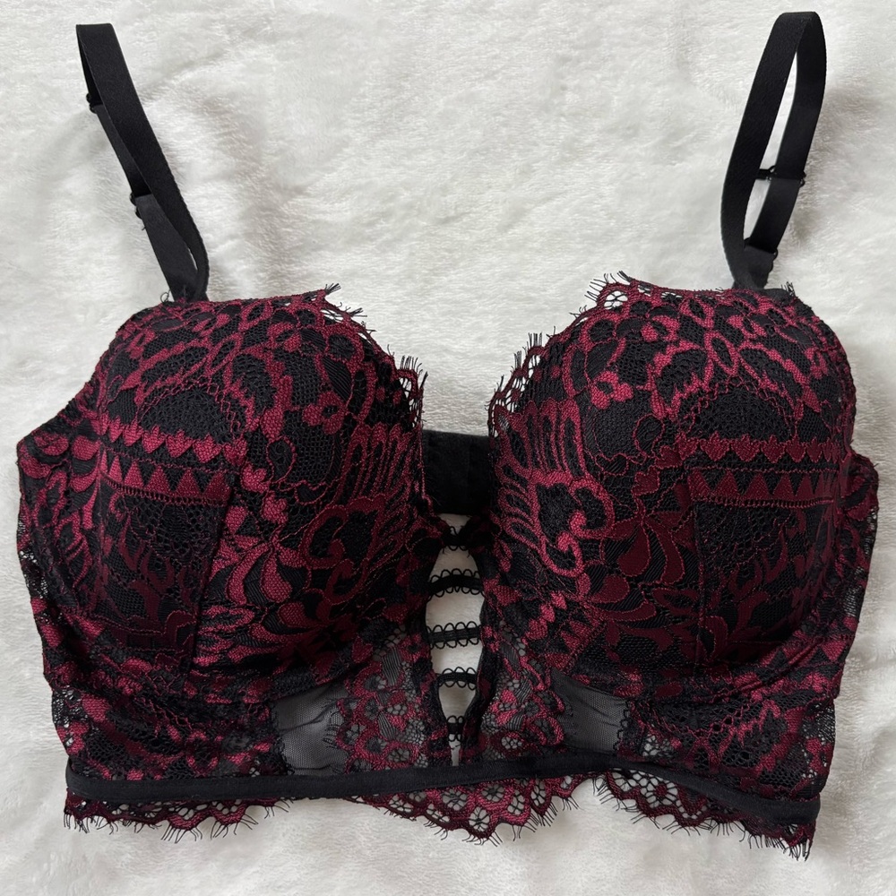 La Senza red lace Diva Demi bra